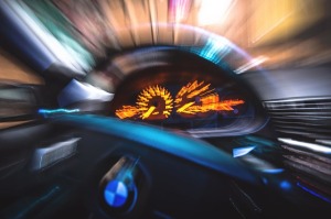 Blurred image of speed in a vehicle